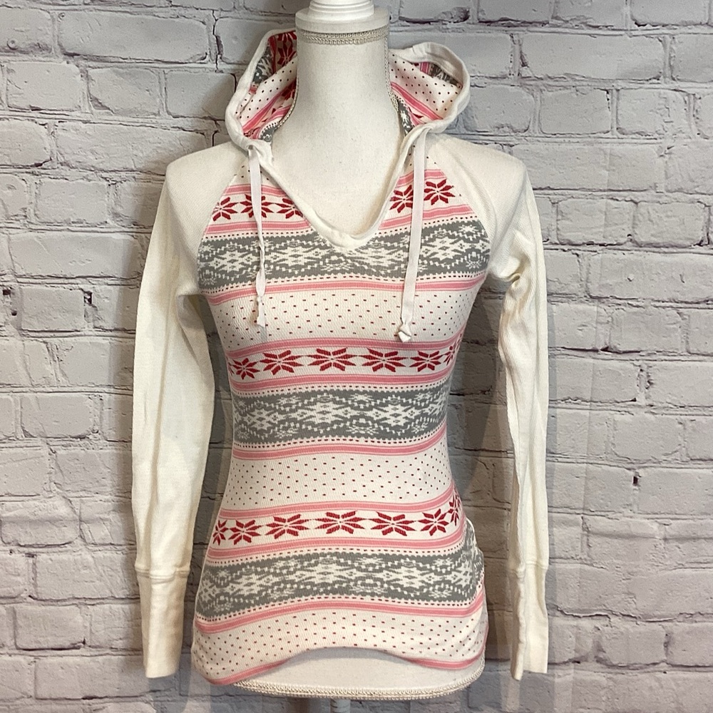 KIRRA 100% COTTON HOODIE THERMAL WAFFLE TOP SZ XS